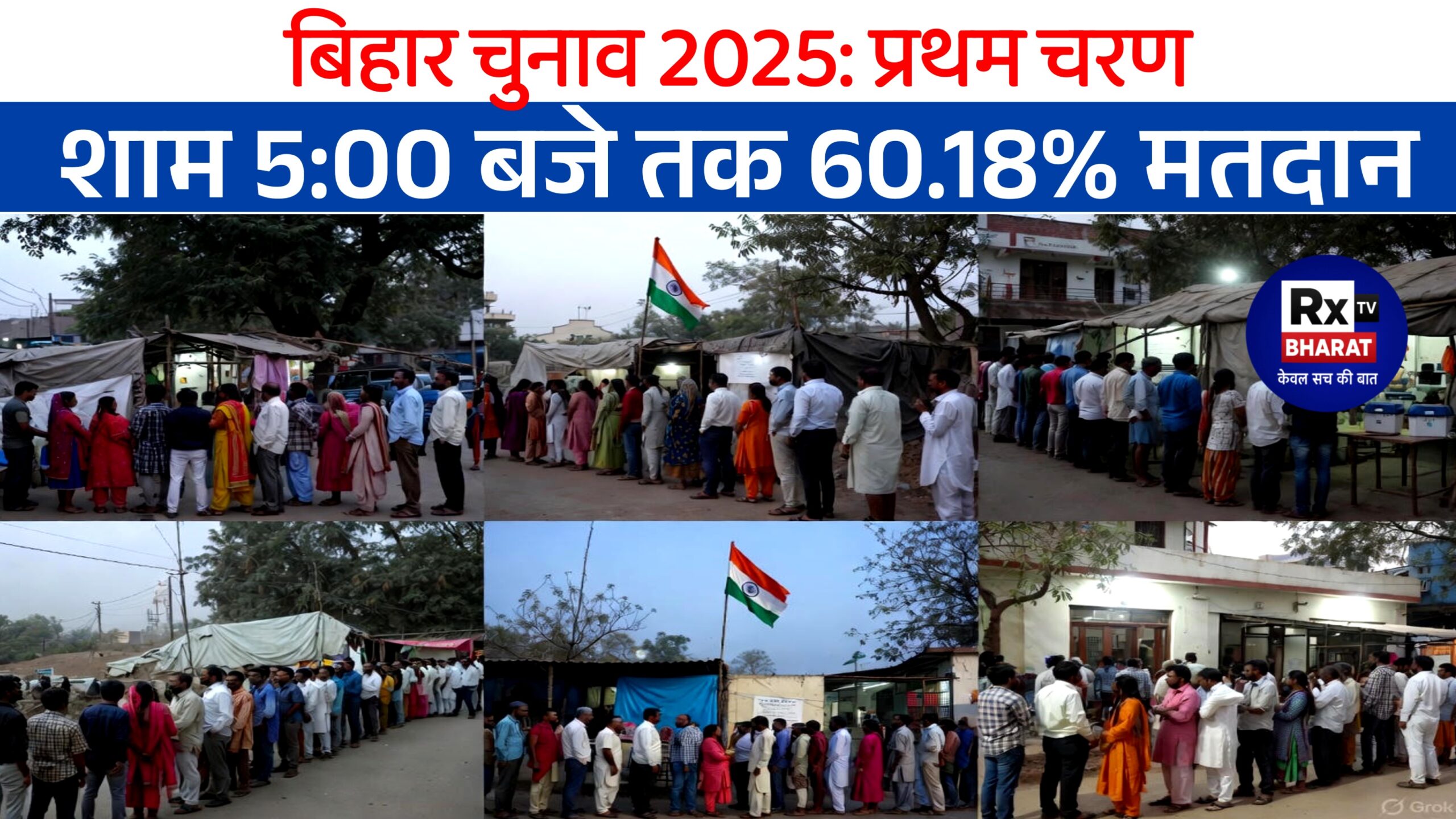 बिहार चुनाव 2025: प्रथम चरण — शाम 5:00 बजे तक 60.18% मतदान