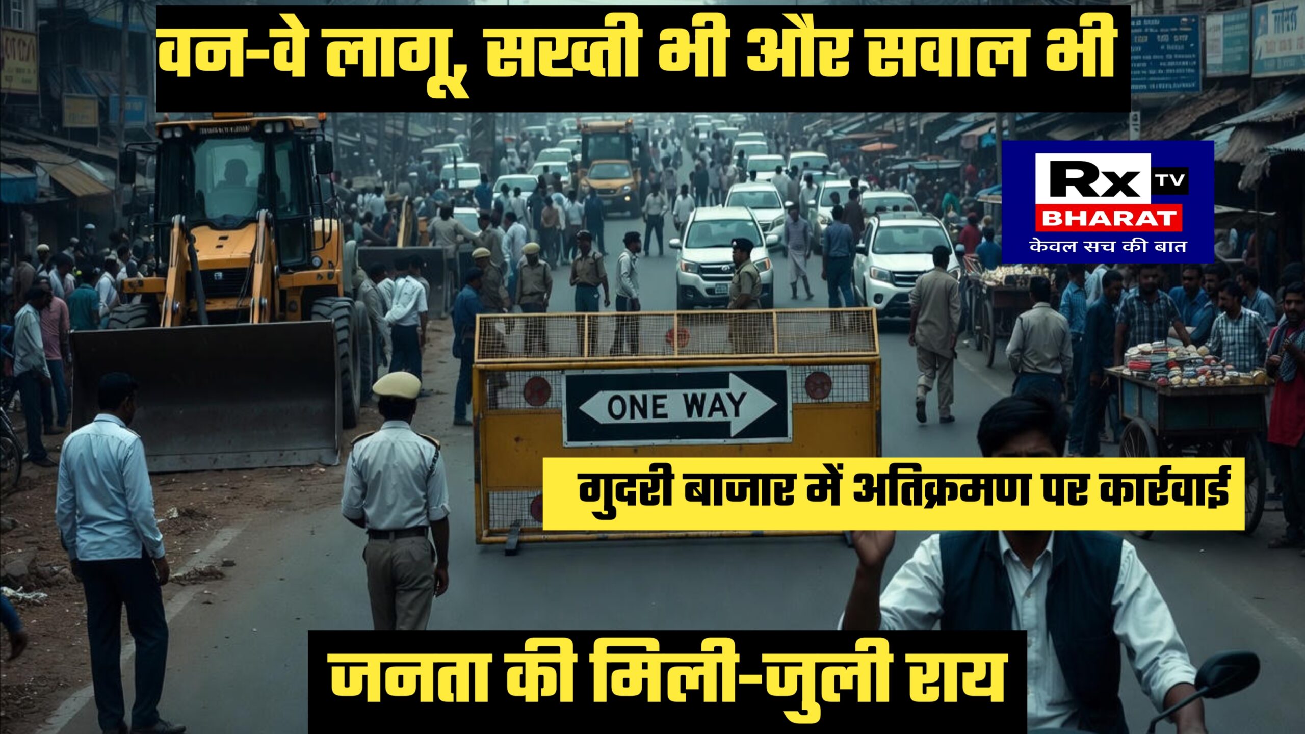 वन-वे लागू, सख्ती भी और सवाल भी गुदरी बाजार में अतिक्रमण पर कार्रवाई, जनता की मिली-जुली राय