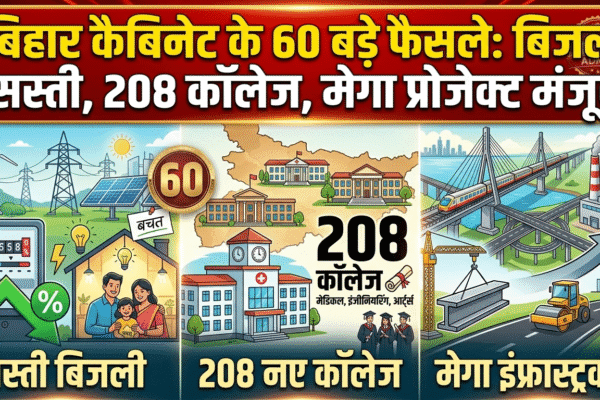 बिहार कैबिनेट के 60 बड़े फैसले: बिजली सस्ती, 208 कॉलेज, मेगा प्रोजेक्ट मंजूर