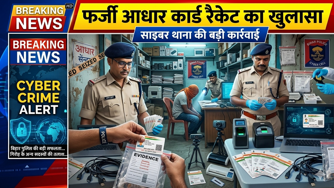 🚨 दरभंगा में फर्जी आधार कार्ड का खेल, साइबर थाना ने दबोचा आरोपी