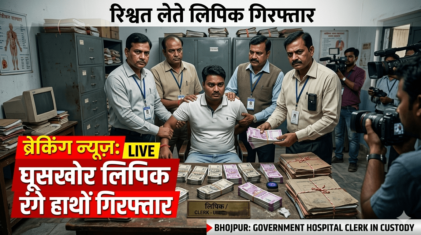 🚨 जमुई में रिश्वत लेते लिपिक गिरफ्तार, निगरानी टीम की बड़ी कार्रवाई