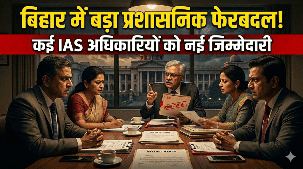 बिहार में बड़ा प्रशासनिक फेरबदल कई IAS अधिकारियों को नई जिम्मेदारी