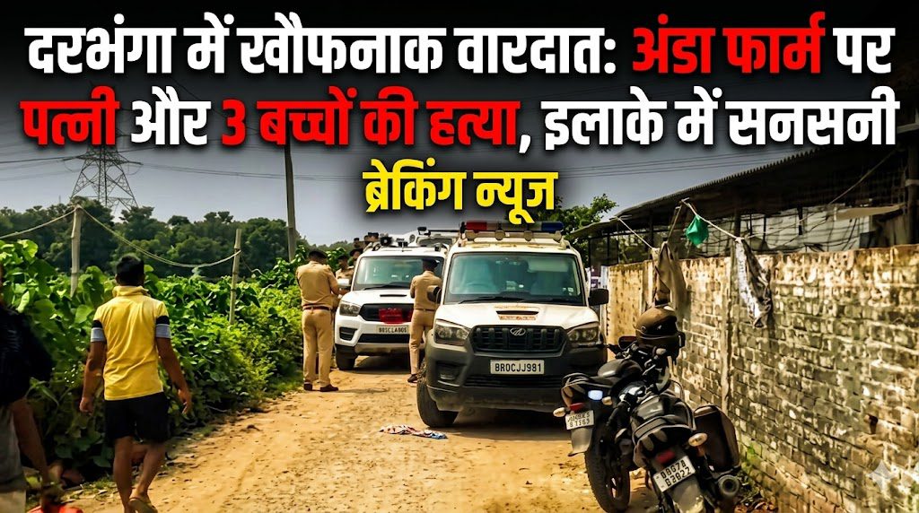 दरभंगा में खौफनाक वारदात: अंडा फार्म पर पत्नी और 3 बच्चों की हत्या, इलाके में सनसनी दरभंगा में खौफनाक वारदात: अंडा फार्म पर पत्नी और 3 बच्चों की हत्या, इलाके में सनसनी