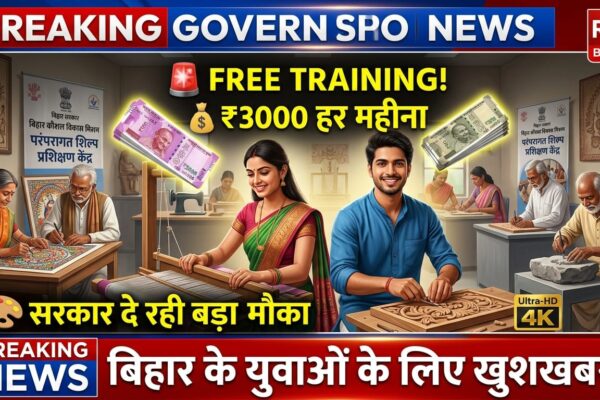 बिहार सरकार दे रही फ्री ट्रेनिंग हर महीने मिलेंगे ₹3000