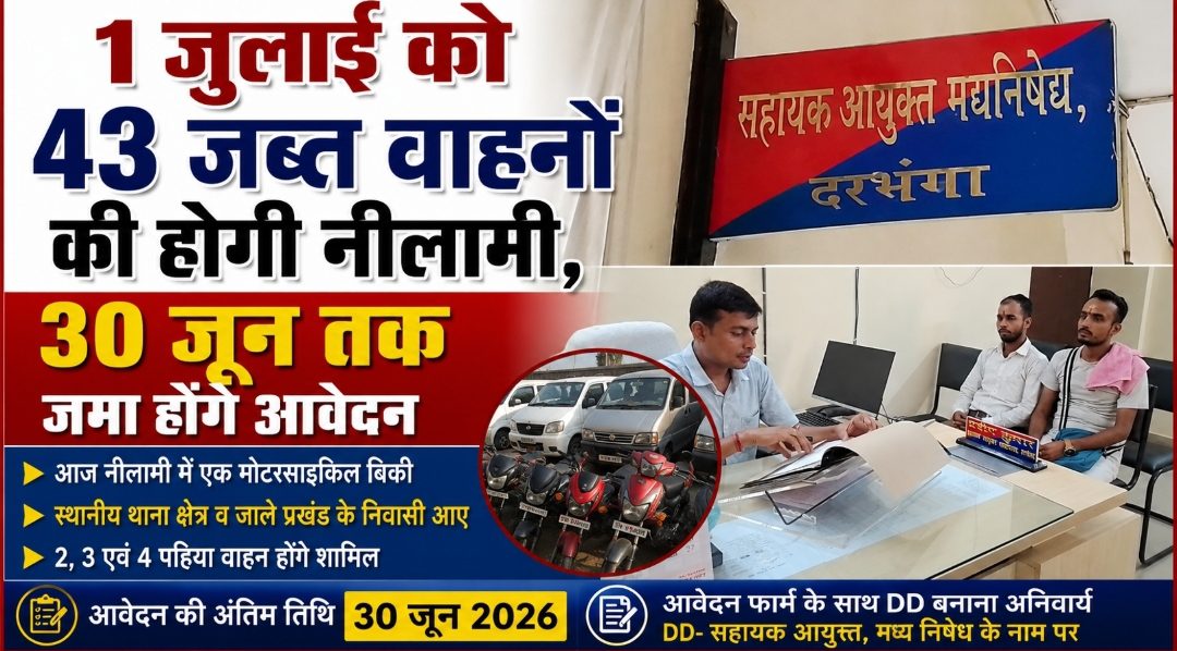 1 जुलाई को 43 जब्त वाहनों की होगी नीलामी, 30 जून तक जमा होंगे आवेदन