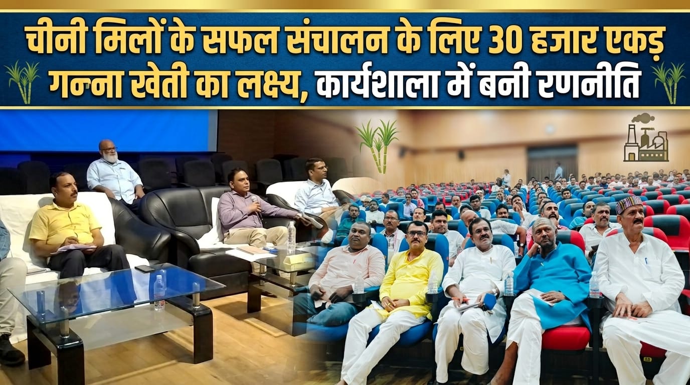 चीनी मिलों के सफल संचालन के लिए 30 हजार एकड़ गन्ना खेती का लक्ष्य, कार्यशाला में बनी रणनीति चीनी मिलों के सफल संचालन के लिए 30 हजार एकड़ गन्ना खेती का लक्ष्य, कार्यशाला में बनी रणनीति