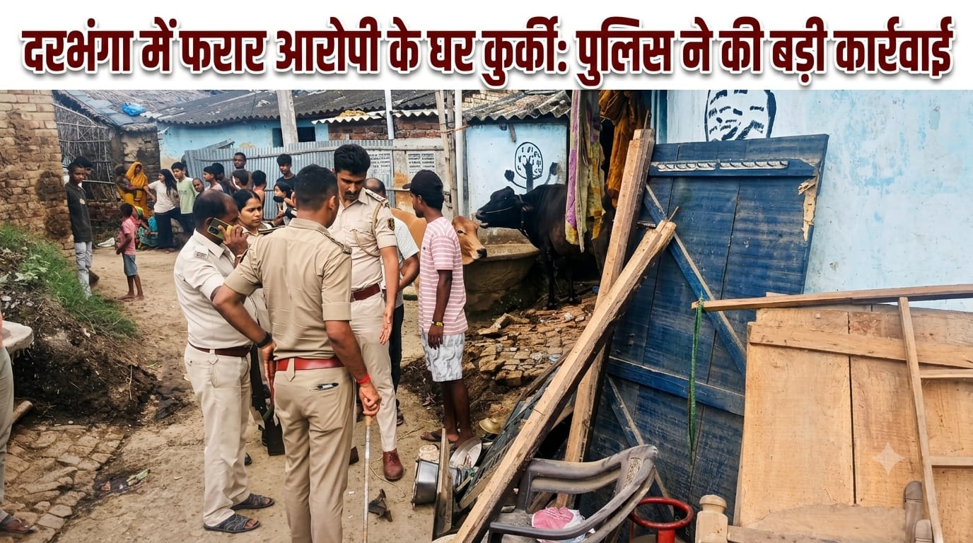 दरभंगा में फरार आरोपी के घर कुर्की: पुलिस ने की बड़ी कार्रवाई दरभंगा में फरार आरोपी के घर कुर्की: पुलिस ने की बड़ी कार्रवाई