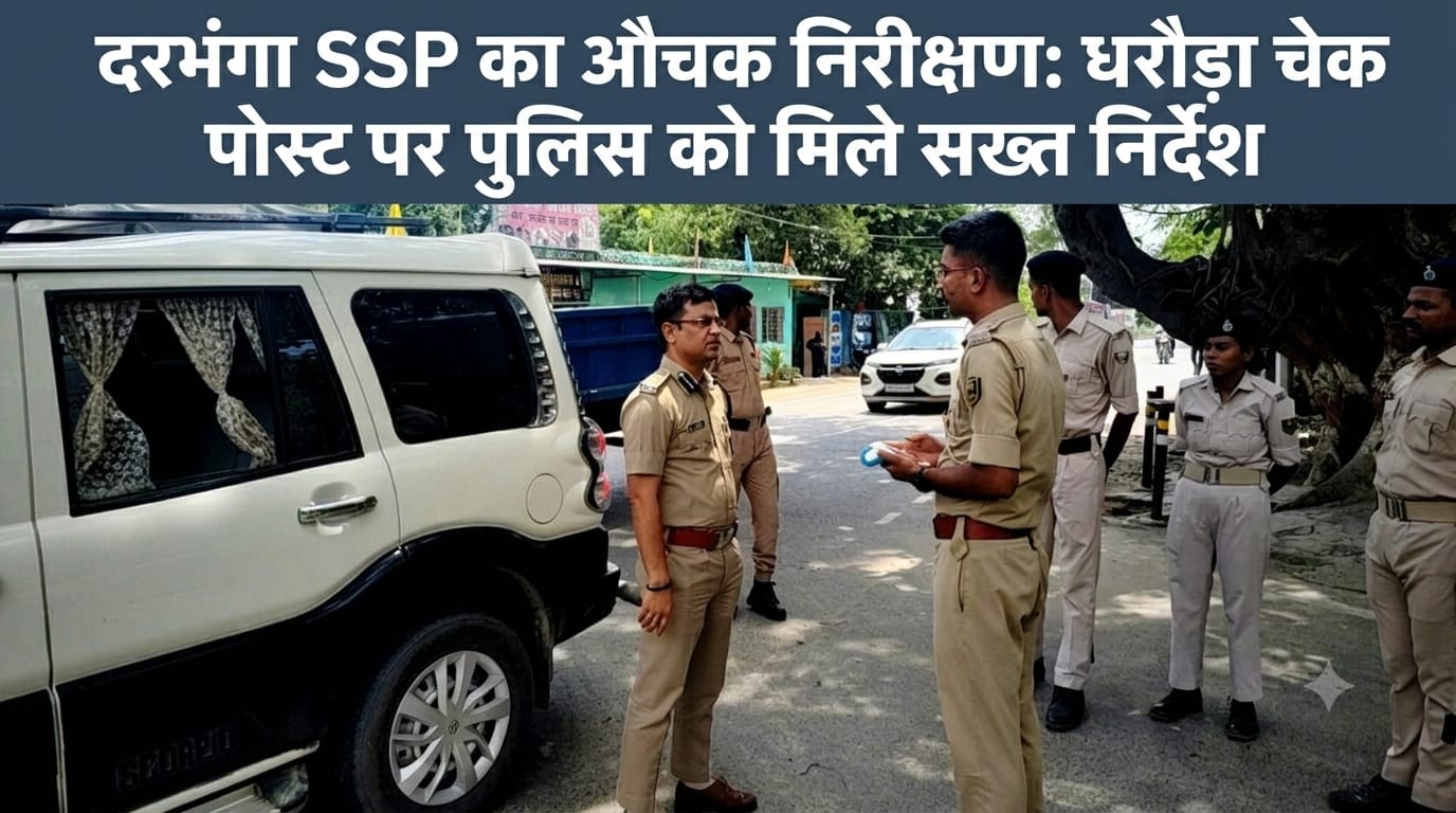 दरभंगा SSP का औचक निरीक्षण: धरौड़ा चेक पोस्ट पर पुलिस को मिले सख्त निर्देश