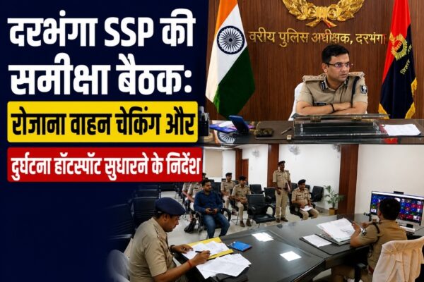 दरभंगा SSP की समीक्षा बैठक: रोजाना वाहन चेकिंग और दुर्घटना हॉटस्पॉट सुधारने के निर्देश