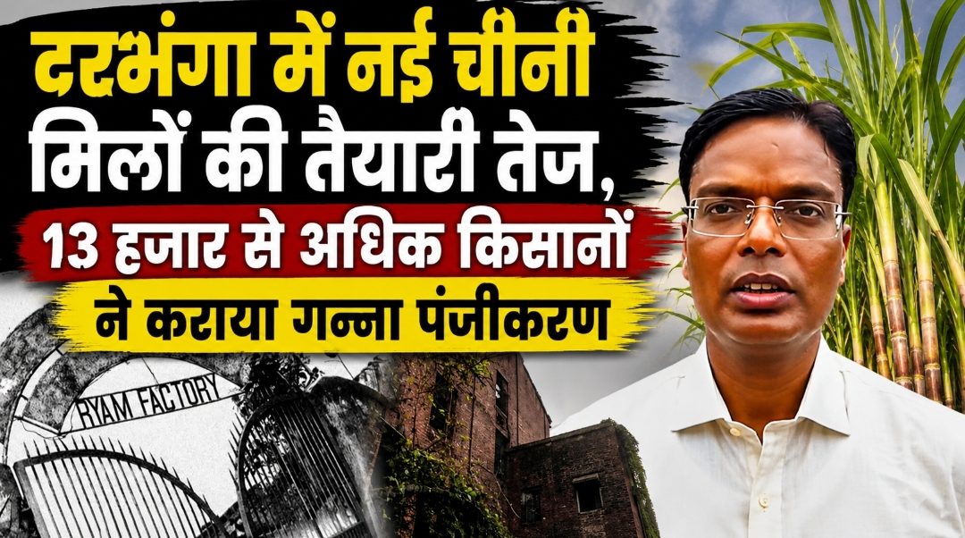 दरभंगा में नई चीनी मिलों की तैयारी तेज, 13 हजार से अधिक किसानों ने कराया गन्ना पंजीकरण दरभंगा में नई चीनी मिलों की तैयारी तेज, 13 हजार से अधिक किसानों ने कराया गन्ना पंजीकरण