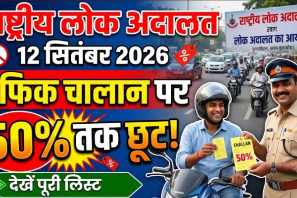 राष्ट्रीय लोक अदालत 12 सितंबर को ट्रैफिक चालान पर 50% तक छूट, देखें पूरी लिस्ट