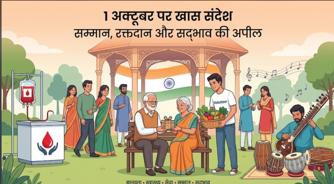 1 अक्टूबर पर खास संदेश सम्मान, रक्तदान और सद्भाव की अपील 1 अक्टूबर पर खास संदेश सम्मान, रक्तदान और सद्भाव की अपील